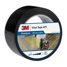 3M™ Vinyl Tape 471, black, single wrapped, front