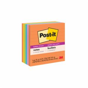 Post-it Super Sticky Notes 675-6SSUC, Energy Boost, Lined, 4 in x 4 in, 6 Pads/Pack, 100% PEFC, SGSCH-PEFC-COC-110078image