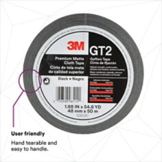 3M™ Premium Matte Cloth (Gaffers) Tape GT2, Black