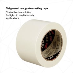 3M™ General Use Masking Tape 201+, Tan, 72 mm x 55 m, 4.4 mil, 12 per case