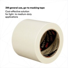 3M™ General Use Masking Tape 201+, Tan, 96 mm x 55 m, 4.4 mil, 8 per case