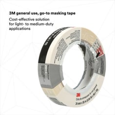 3M™ General Use Masking Tape 201+, Tan, 24 mm x 55 m, 4.4 mil, 36 per case