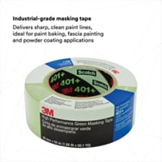3M™ High Performance Green Masking Tape 401+, 48 mm x 55 m 6.7 mil, 12 per case Bulk