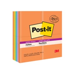 Post-it(R) Super Sticky Notes 654-24SSAU-CP, 3 in x 3 in (76 mm x 76 mm), Energy Boost