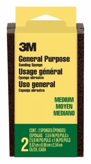 3M™ Sanding Sponge CP-002-2P, Block, 3 3/4 in x 2 5/8 in x 1 in, Medium, 12 pk/csimage