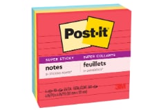 Post-it® Notes Super Sticky, 4 IN x 4 IN (101 mm x 101 mm) 4 Pads, 90 Sheets, Total 360 pages