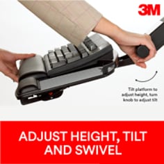3M™ Sit/Stand Easy Adjust Keyboard Tray with Adjustable Keyboard and Mouse Platform, 23 in Track