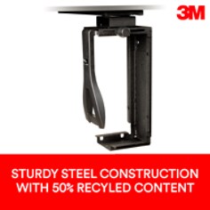 3M™ Adjustable Under-desk CPU Holder with 360 Degree Swivel, Black,