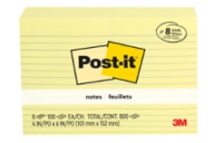 Post-it® Notes 660-8PK, 4 in x 6 in (101 mm x 152 mm), Lined