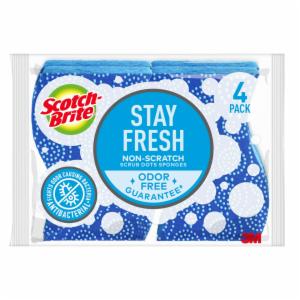 Scotch-Brite Stay Fresh Non-Scratch Scrub Dots Sponge 20304-9, 4.4 in x 2.6 in x 0.6 in (111 mm x 66 mm x 15 mm), 9/4image