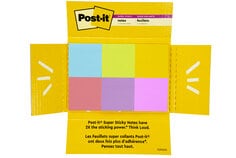 A Post-it® Super Sticky Notes 654-6SSMX-SIOC, 3 in x 3 in (76 mm x 76 mm)