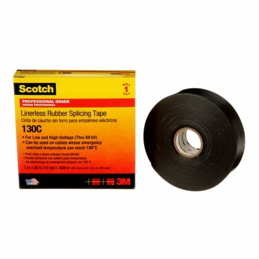Scotch® Linerless Rubber Splicing Tape, 130C, black
