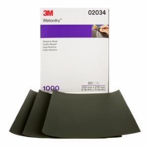 3M™ Wetordry Abrasive Sheet, 02034, 1000, 9 in x 11 in, 50 sheets per carton, 5 cartons per case image 3M™ Wetordry Abrasive Sheet, 02034, 1000, 9 in x 11 in, 50 sheets per carton, 5 cartons per caseimage