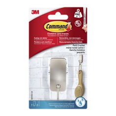 Command 3M Gancio Per Bagno In Acrilico - Stile Moderno, Multicolore, Con 2 Strisce Adesive Resistenti All'umidità
