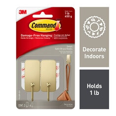 Command™ Small Satin Brass Hooks