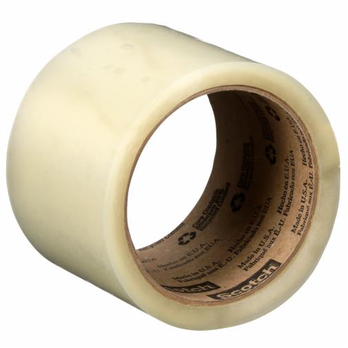 A roll of Scotch® High Tack Box Sealing Tape 371+, Clear, 72 mm x 100 m
