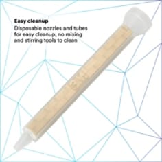 Easy cleanup Disposable nozzles and tubes for easy cleanup, no mixing and stirring tools to clean