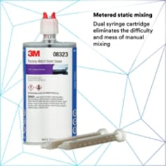 Metered static mixing Dual syringe cartridge eliminates the difficulty and mess of manual mixing
