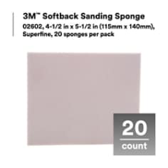 3M™ Softback Sanding Sponge, 02602, 4 1/2 in x 5 1/2 in (115mm x 140mm), Superfine