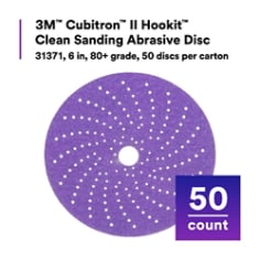 3M™ Cubitron™ II Hookit™ Clean Sanding Abrasive Disc, 31371, 6 in, 80+ grade, 50 discs per carton
