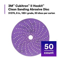 3M™ Cubitron™ II Hookit™ Clean Sanding Abrasive Disc, 31374, 6 in, 180+ grade, 50 discs per carton