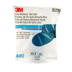 A roll of 3M™ Stikit™ Blue Abrasive Disc Roll, 36211, 6 in, 400 grade