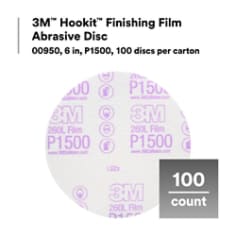 3M™ Hookit™ Finishing Film Abrasive Disc 00950, 6 in, P1500, 100 discs per carton