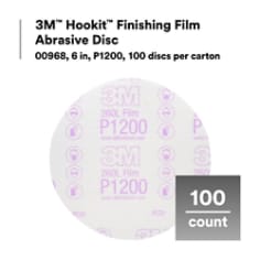 3M™ Hookit™ Finishing Film Abrasive Disc 00968, 6 in, P1200, 100 discs per carton