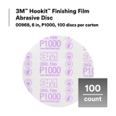 3M™ Hookit™ Finishing Film Abrasive Disc 00969, 6 in, P1000, 100 discs per carton