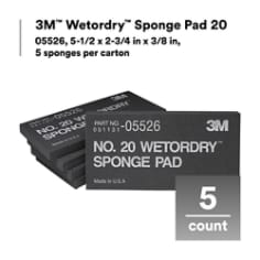 3M™ Wetordry™ Sponge Pad 20, 05526, 5-1/2 x 2-3/4 in x 3/8 in, 5 sponges per carton