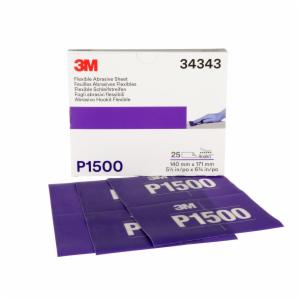 3M™ Hookit Flexible Abrasive Sheet, 34343, P1500, 5.5 in x 6.8 in, 25 sheets per carton, 5 cartons per case image 3M™ Hookit Flexible Abrasive Sheet, 34343, P1500, 5.5 in x 6.8 in, 25 sheets per carton, 5 cartons per caseimage