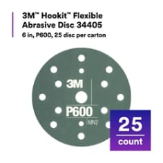 3M™ Hookit™ Flexible Abrasive Disc 34405, 6 in, P600, 25 disc per carton