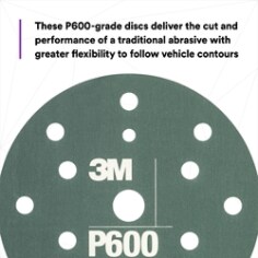 These P600-grade discs deliver the cut and performance of a traditional abrasive with greater flexibility to follow vehicle contours