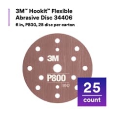 3M™ Hookit™ Flexible Abrasive Disc 34406, 6 in, P800, 25 disc per carton