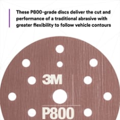 These P800-grade discs deliver the cut and performance of a traditional abrasive with greater flexibility to follow vehicle contours