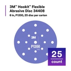 3M™ Hookit™ Flexible Abrasive Disc 34408 6 in, P1200, 25 disc per carton
