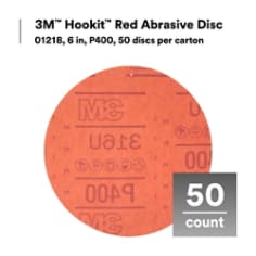 3M™ Hookit™ Red Abrasive Disc, 01218, 6 in, P400, 50 discs per carton