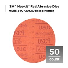 3M™ Hookit™ Red Abrasive Disc, 01219, 6 in, P320, 50 discs per carton
