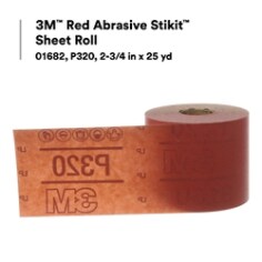 3M™ Red Abrasive Stikit™ Sheet Roll, 01682, P320, 2-3/4 in x 25 yd