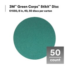 3M™ Green Corps™ Stikit™ Disc, 01550, 8 in, 40, 50 discs per carton