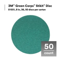 3M™ Green Corps™ Stikit™ Disc, 01551, 8 in, 36, 50 discs per carton