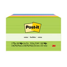 Post-it® Notes, 635-5AU, 3 in x 5 in, Floral Fantasy Colors, Lined, 5 Pads/Pack, 100 Sheets/Pad