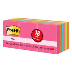 Post-it® Notes Value Pack, 1 3/8 in x 1 7/8 in, Poptimistic Collection, 18 Pads/Pack