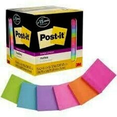 Post-it® Super Sticky Notes 654-15SSCP, 76 mm x 76 mm, 45 Sheets, Cabinet Pack, 12/Case-KR