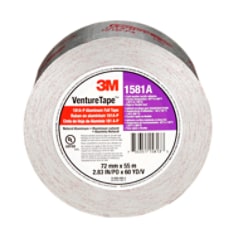3M™ Venture Tape™ UL181A-P Aluminum Foil Tape 1581A, Silver, 72 mm x 55
 m, 2 mil, 16 rolls per case