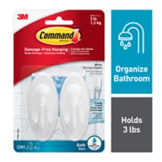 Command™ White Terrace Hook with Water-Resistant Strips, 17086-BES