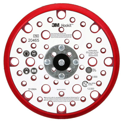 3M Xtract™ Low Profile Back-up Pad, 20465, 152 mm x 9.52 mm x 15.8 mm, External 53 Holes Red Foam, 10 ea/Case