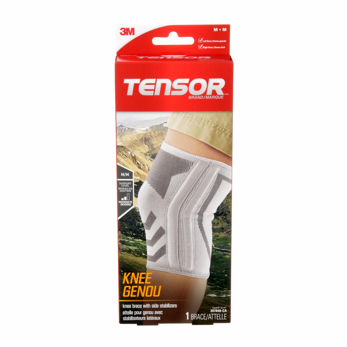 Tensor™ Knee Brace with Side Stabilizers, Medium, White/Grey 3M Canada