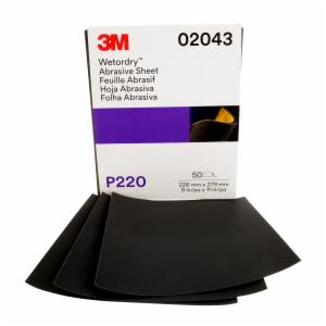 3M™ Wetordry Abrasive Sheet, 02043, P220, 9 in x 11 in, 50 sheets per carton, 5 cartons per caseimage