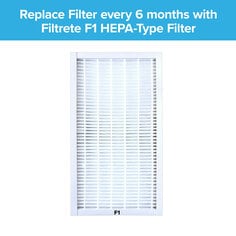 Reminder to change the filter for the Filtrete™ Room Air Purifier System every six months.